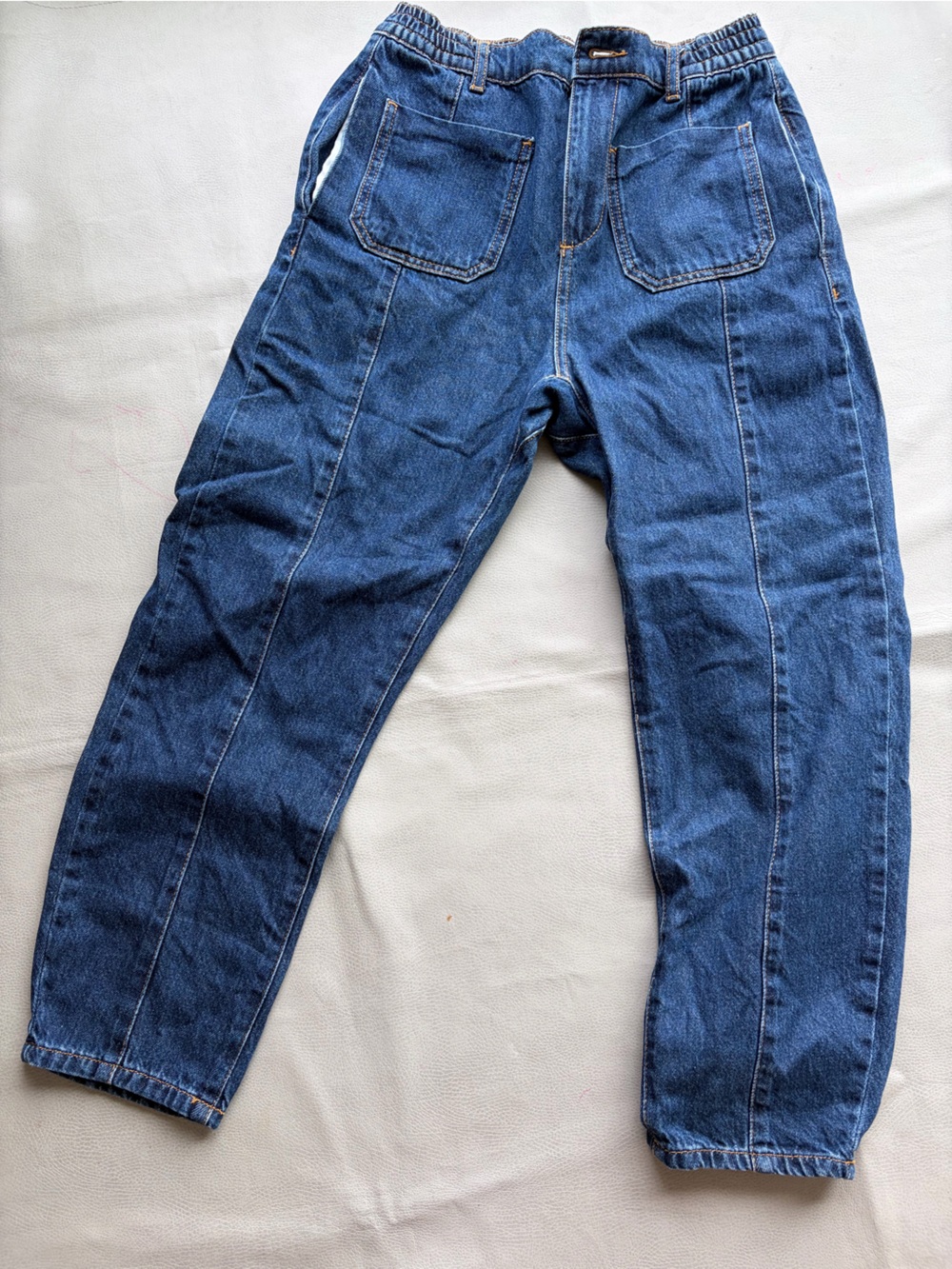 Zara elastic-waist ankle jeans